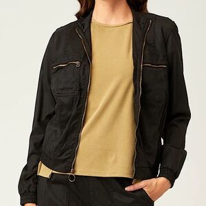 XCVI Quinn Bomber Jacket Full Zip Tencel Midnight Black XL